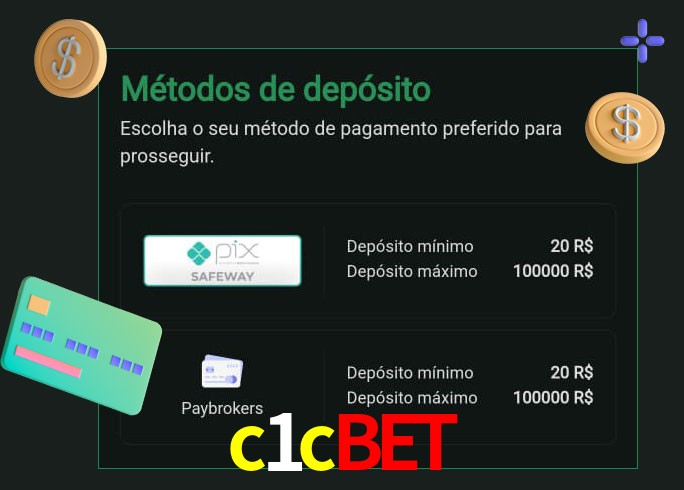 O cassino c1cbet oferece uma grande variedade de métodos de pagamento